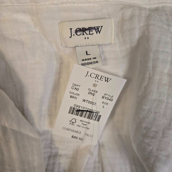 🤍J.CREW Women's Large White Double-Gauze Button-Up Shirt Casual Chic Cotton - Picture 5 of 6